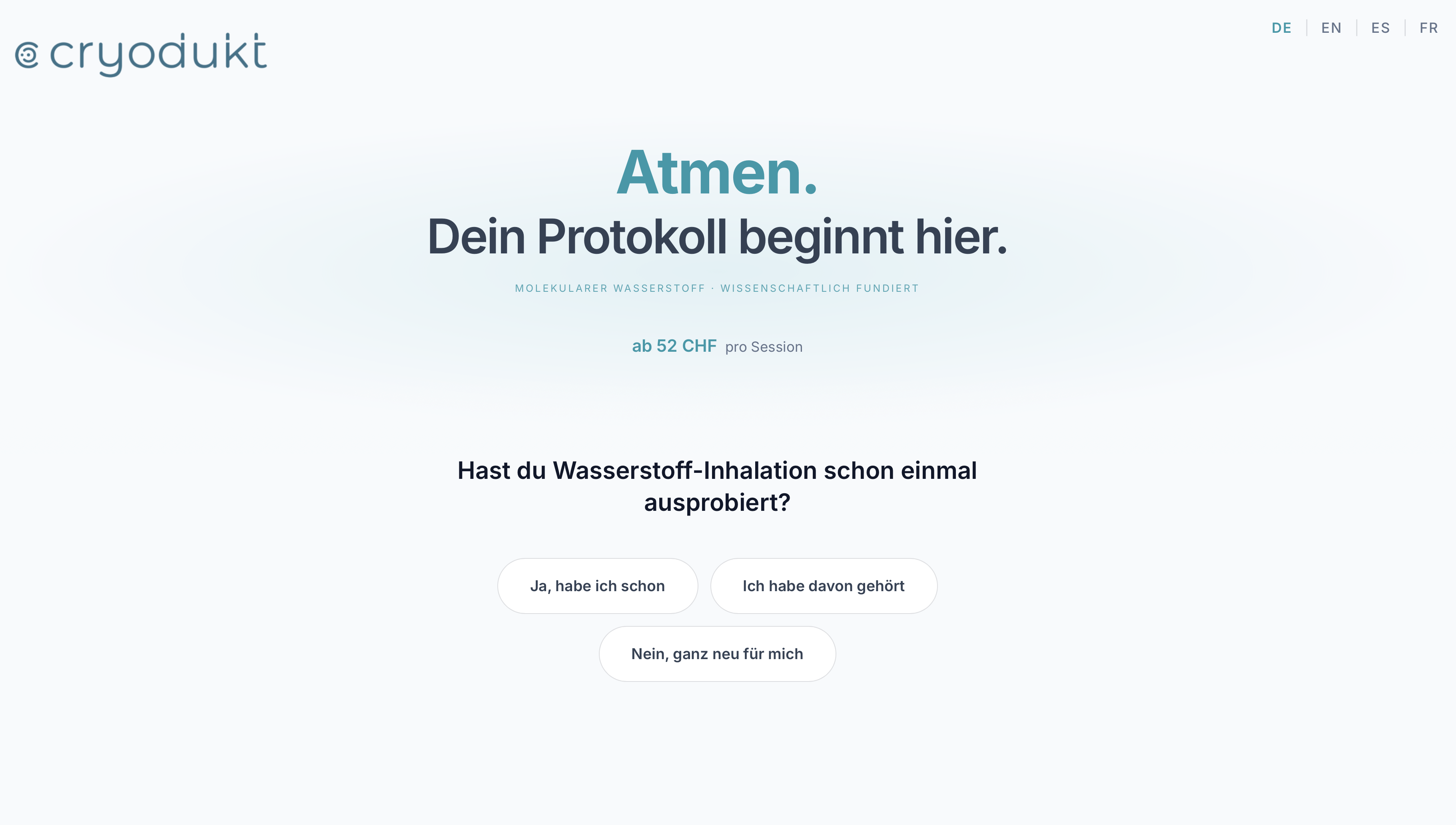 Step 1 — Visitor lands and answers first question