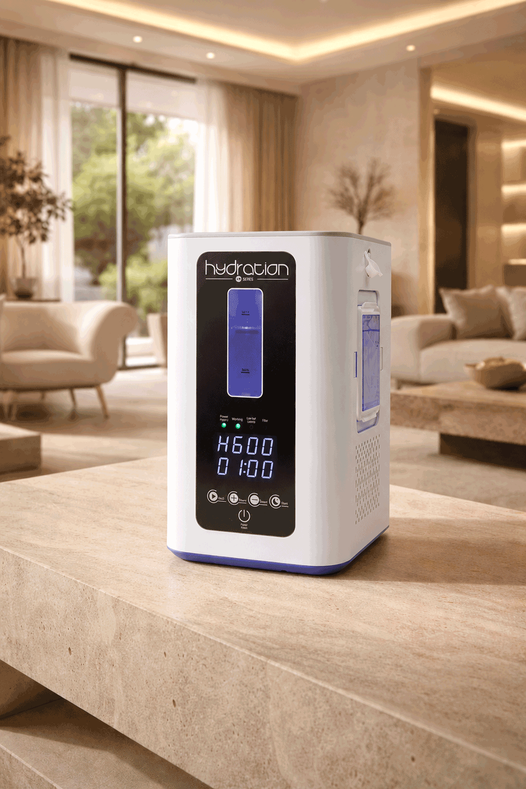 Hydration-H₂ S 900 Plus in a warm home wellness interior